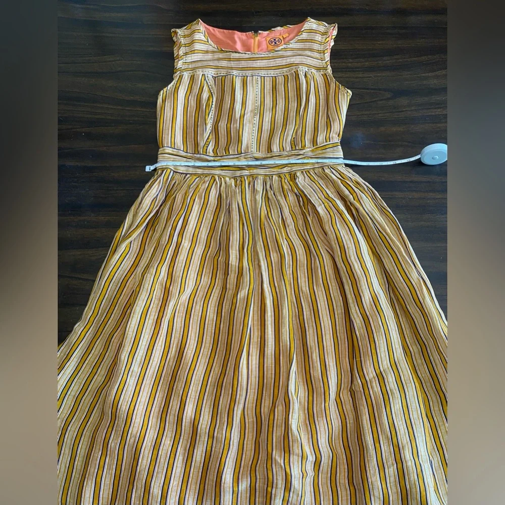 Tory Burch Striped Fit & Flare Midi Dress Short Sleeve Size 6